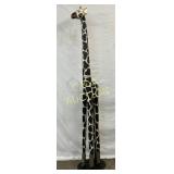 Hand-Painted Wooden Giraffe Sculpture, 78 Inches T