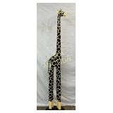 Painted Wooden Giraffe Sculpture, 79 Inches Tall