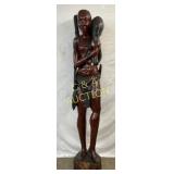 Hand-Carved Mahogany Wood Sculpture of an African
