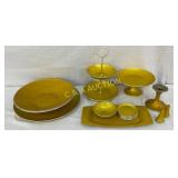 Mid-20th Century Yellow Enamel Serving Set with Ma