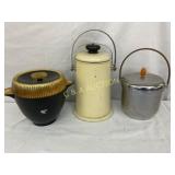 Three Vintage Ice Buckets in Various Materials and