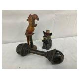Carved Wood Figurines and Metal Object