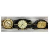 Three Mid-20th Century Mantel and Alarm Clocks wit