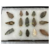 Fifteen Stone Arrowheads Measuring 1 to 2 Inches