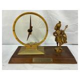 Circular Electric Clock With Brass Rim and Scottis