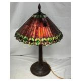 Stained Glass Table Lamp with Bronze-Finished Base