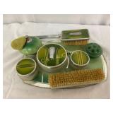 Art Deco-Style Eight-Piece Vanity Set with Green a