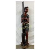 7-Foot Wooden Sculpture of a Woman with Infant and