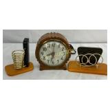 Three: Electric Alarm Clock and Two Modernist Desk