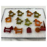 Bakelite Figural Napkin Rings and Accessories, 2in