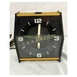Mid-Century Electric Desk Clock with Black and Bra