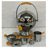 Chrome-Plated Beverage Service Set with Yellow Bak