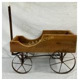 Wooden Wagon with Steel Wheels, 25in by 14in
