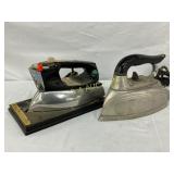 Two Vintage Electric Irons, 9in to 12in, with Disp