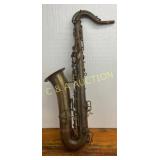 Vintage Brass Tenor Saxophone, Etched Bell, Approx