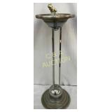 Chrome-Plated Standing Ashtray With Dog Finial, Me