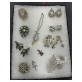 Rhinestone Costume Jewelry Including Brooches, Nec