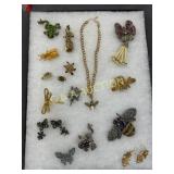 Insect and Animal-Themed Jewelry Including Brooche