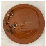 Handcrafted Oakleaf Pottery Plate with Floral Reli