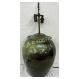 Early AR Cole Pottery Lamp with Green Drip Glaze,