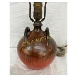 Early Chrome Red Pottery Lamp with 8-Inch Base