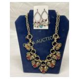 Gold-Tone Necklace with Multicolored Gemstone Acce