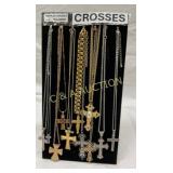 Gold and Silver-Tone Cross Pendants with Chains