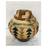 7-Inch Studio Pottery Vase with Applied Frog and G