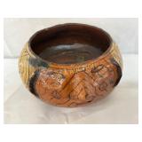 4-Inch-Wide Studio Pottery Bowl with Face Design