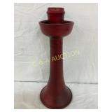 Early Red Glaze Pottery Candlestick, 12 Inches, Po