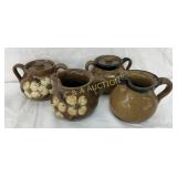 Two Pottery Creamer and Sugar Sets, One Marked Hil