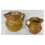Two Early Charlie Auman Pottery Pitchers, 4 Inches