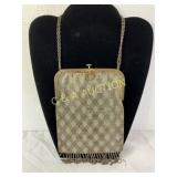 5x8 French Beaded Mesh Evening Bag with Chain Hand