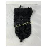 Black Beaded Drawstring Handbag, 4x7 Inches