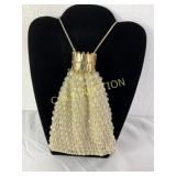 Gold-Tone and Clear Bead Evening Purse with Metal