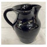Early Black Pottery Pitcher with Handle and Spout,