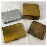 Four Vintage Metal Compact Cases with Assorted Pat