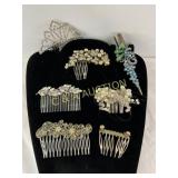 Decorative Metal and Rhinestone Hair Combs and Hai