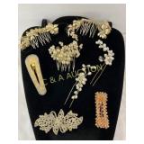 Seven Hair Accessories Including Pearl and Rhinest