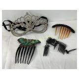 Decorative Hair Combs and Rhinestone Mask