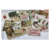 Vintage Christmas Postcards with Festive Illustrat