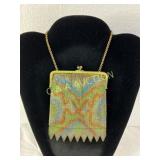 Mesh Evening Bag with Enamel Frame and Chain Strap