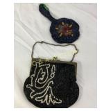 Beaded Handbag with Chain and Beaded Floral Hand M
