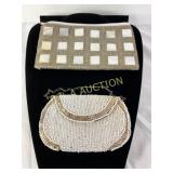 Two Beaded Evening Bags with Mother of Pearl and C
