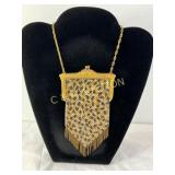 Gold-Tone Mesh Purse Pendant Necklace with Chain b