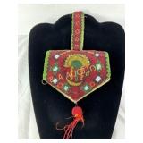 Beaded Velvet Evening Bag with Mirror and Satin In