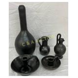 Mirrored Black Pottery Candleholders and Rebeccaï¿½s