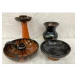 Four Cole Pottery Pieces, Various Makers, 2-6 Inch