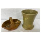 Two Early Pottery Pieces:Vase and Basket