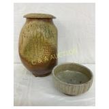 Ben Owen III Studio Pottery Vase and Tea Bowl, Sig